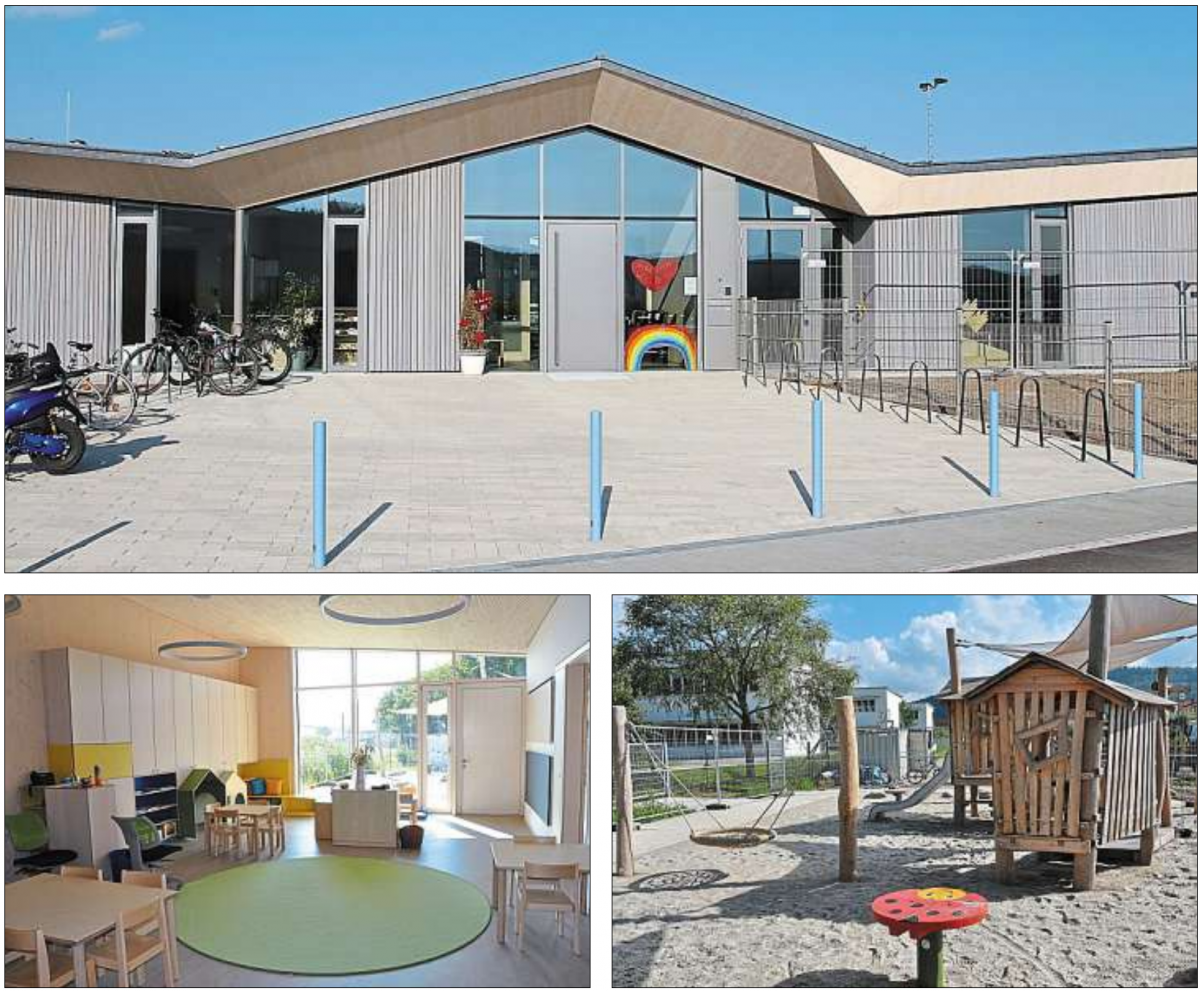 Modern und freundlich: Im Kindergarten wurde ein offenes Konzept verwirklicht. Der Außenbereich wird noch fertiggestellt. Fotos: Adam