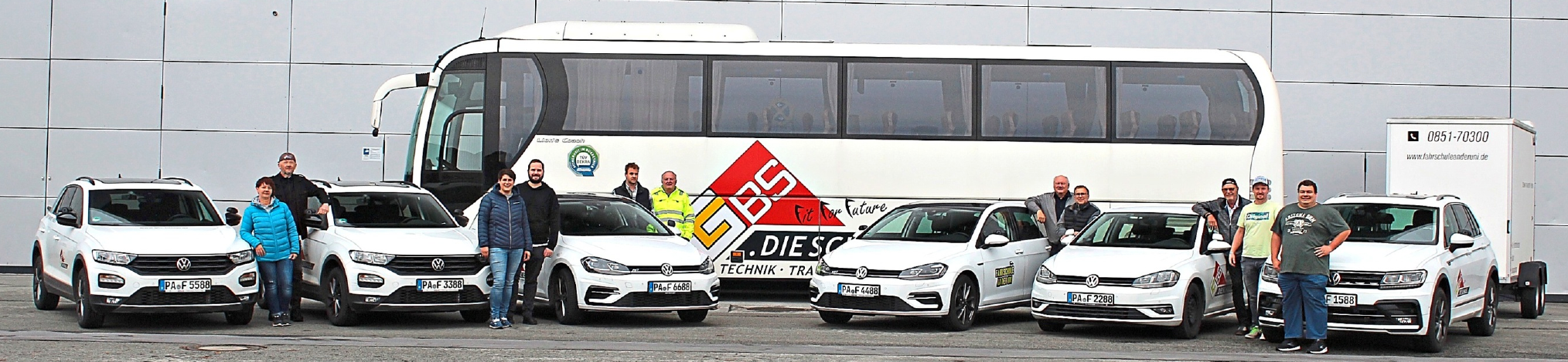 Zusammen mit dem kompetenten und gut geschulten Team der GBS Passau steht für jegliche Ausbildung das passende Fahrzeug bereit - hier nur ein kleiner Ausschnitt der Bandbreite der GBS-Fahrzeuge.