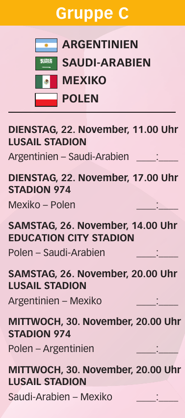 Fußball-Weltmeisterschaft 2022: Tabelle mit den Gruppenspielen und K.O.-Spielen in Katar-6