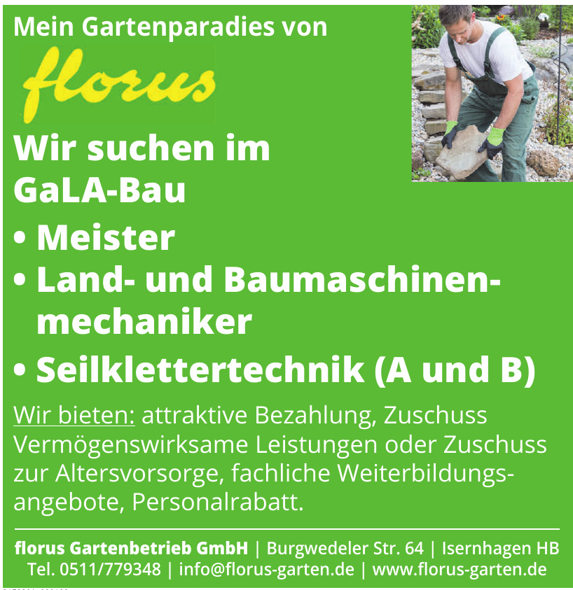 Galabau florus Isernhagen Baumkletterer & Gärtner Hannoversche Zeitung