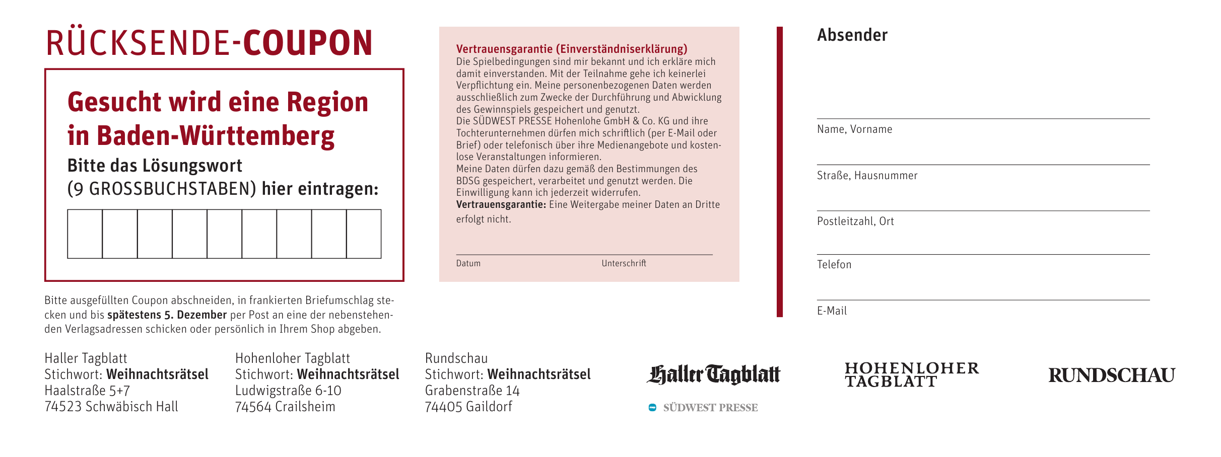 Weihnachtszauber-Rätsel der Südwest Presse Hohenlohe: Weihnachtszauber bringt Glück-4