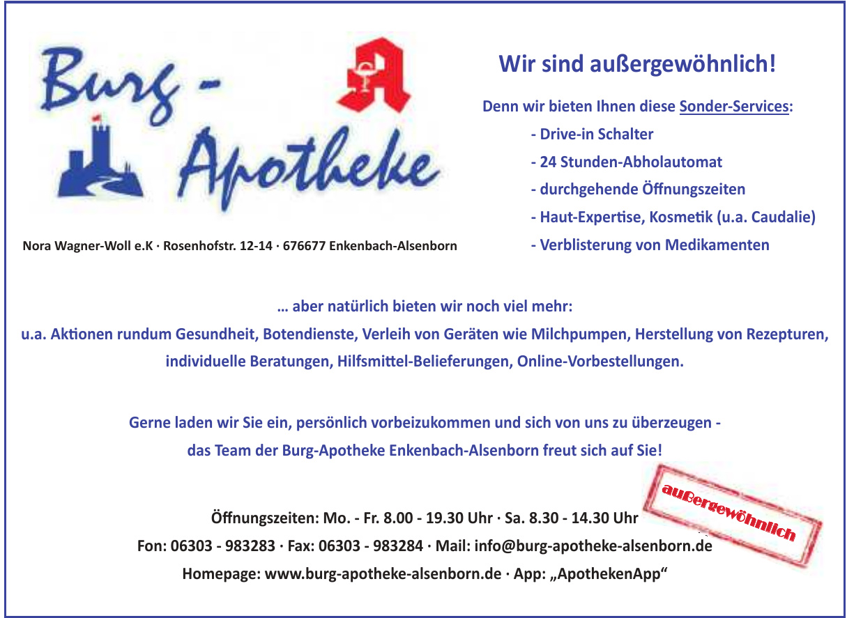 BurgApotheke bietet Kompetenz und Service Rheinpfalz