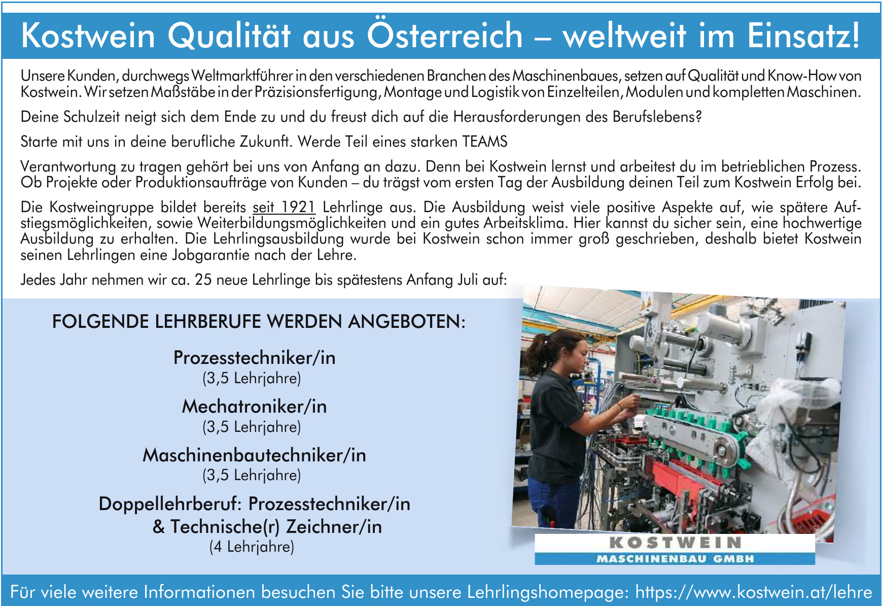 Kostwein Maschinenbau Klagenfurt: Prozesstechniker/Lehre - Kronen Zeitung