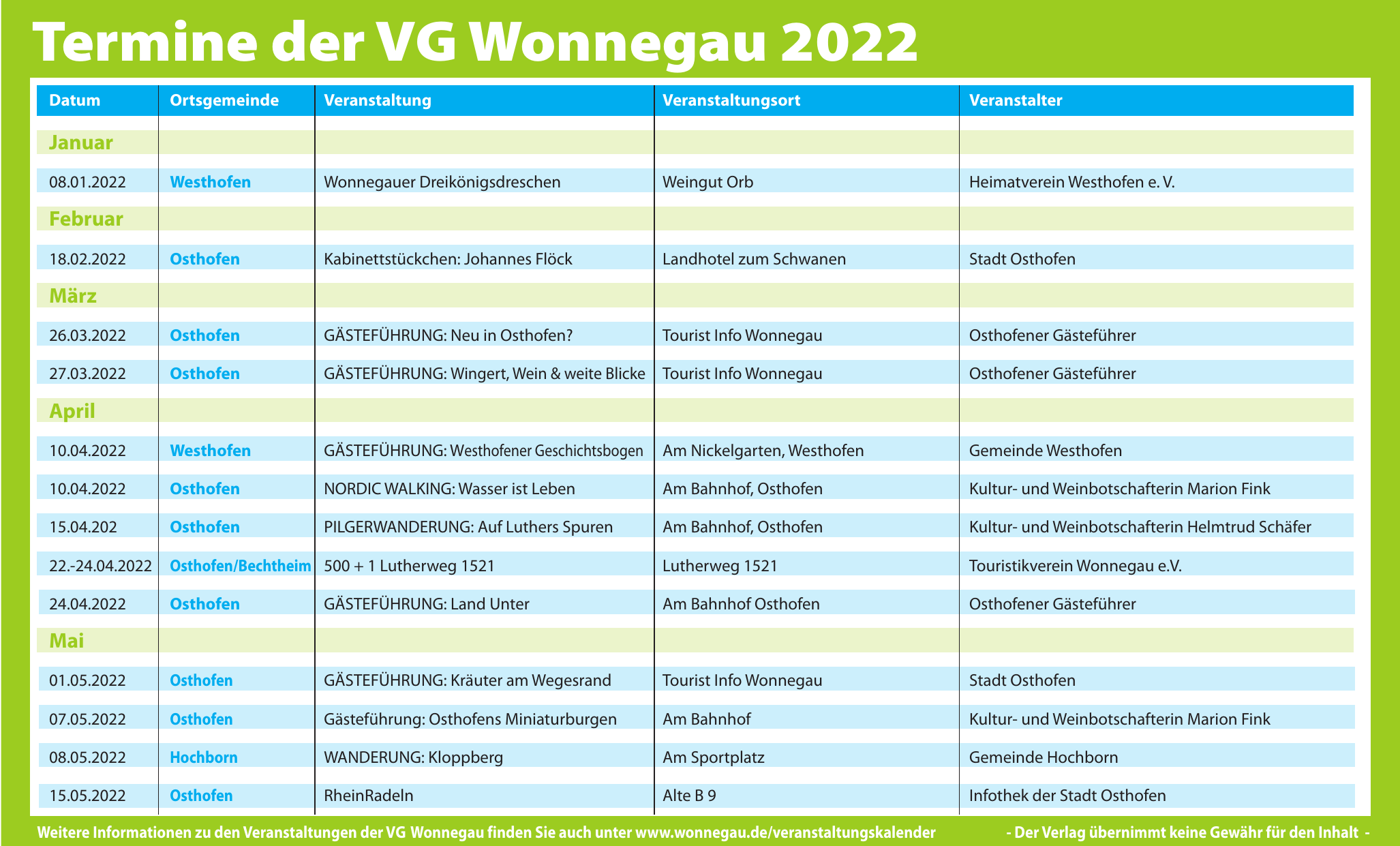 Termine der VG Wonnegau 2022-2