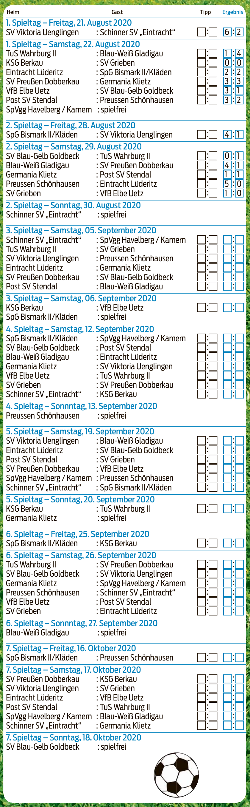 Spielplan der Kreisoberliga Altmark Ost 2020/21-3