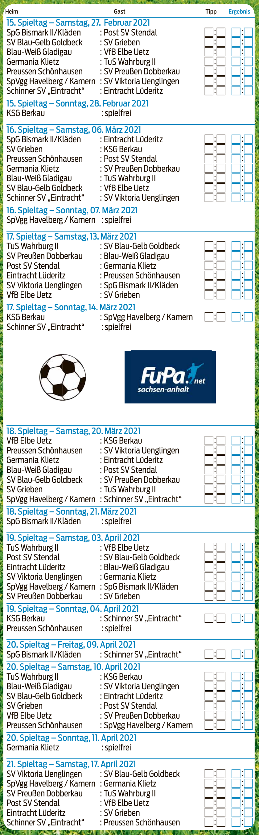Spielplan der Kreisoberliga Altmark Ost 2020/21-6