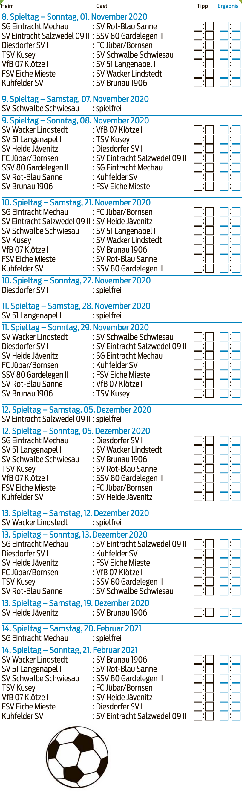 Spielplan der Kreisoberliga Altmark West 2020/21-4