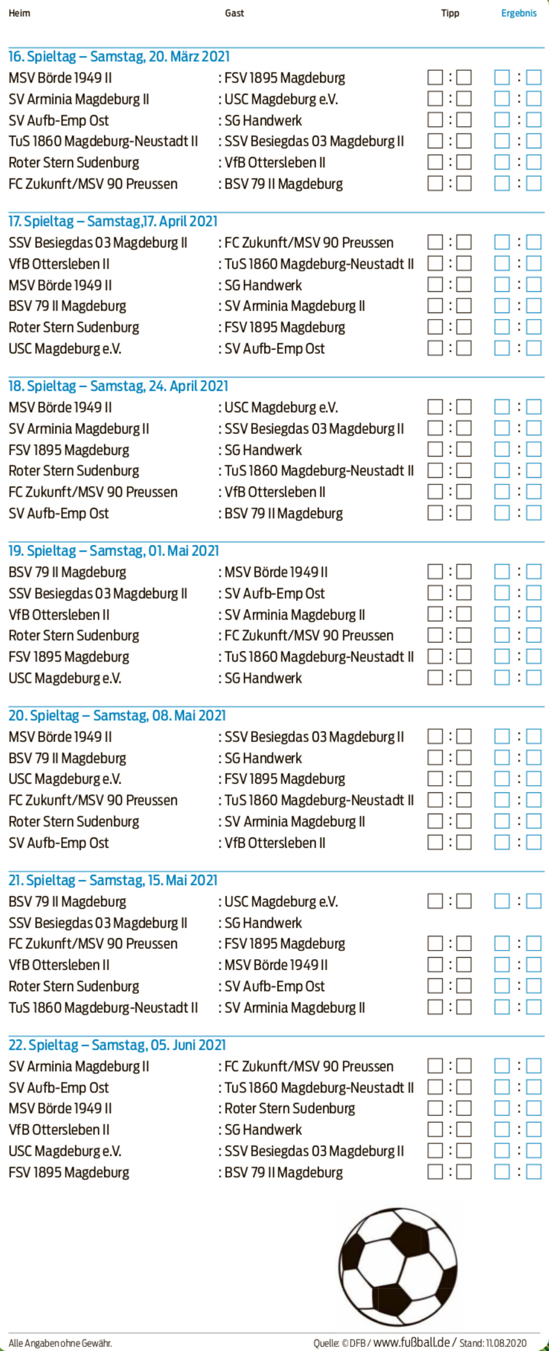 Spielplan der Stadtoberliga Magdeburg 2020/21 -6
