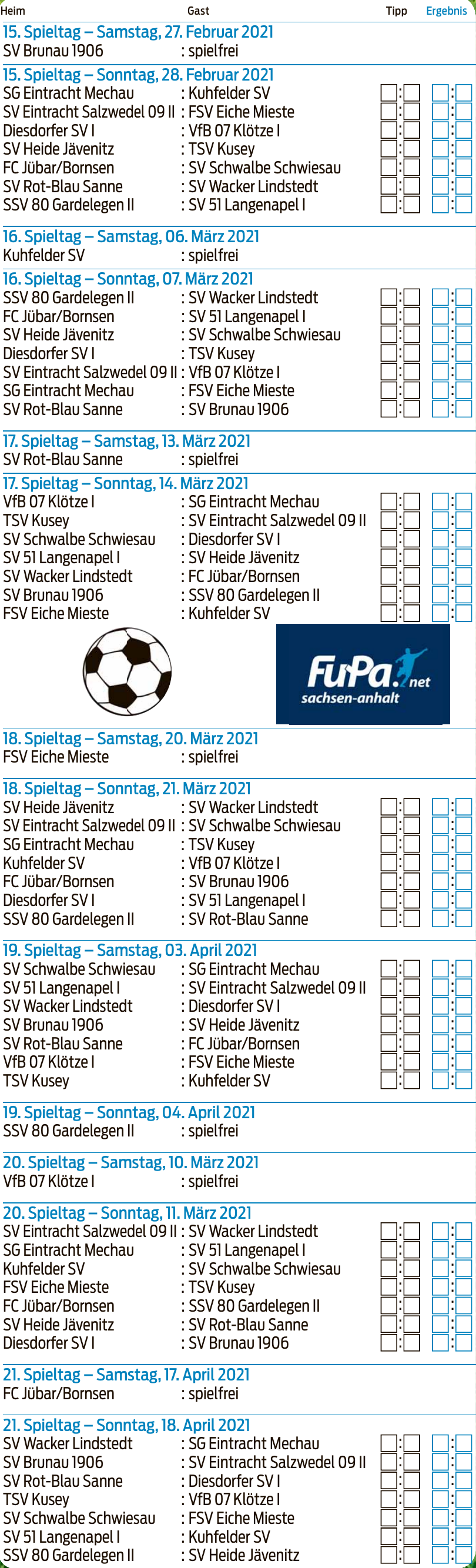 Spielplan der Kreisoberliga Altmark West 2020/21-5