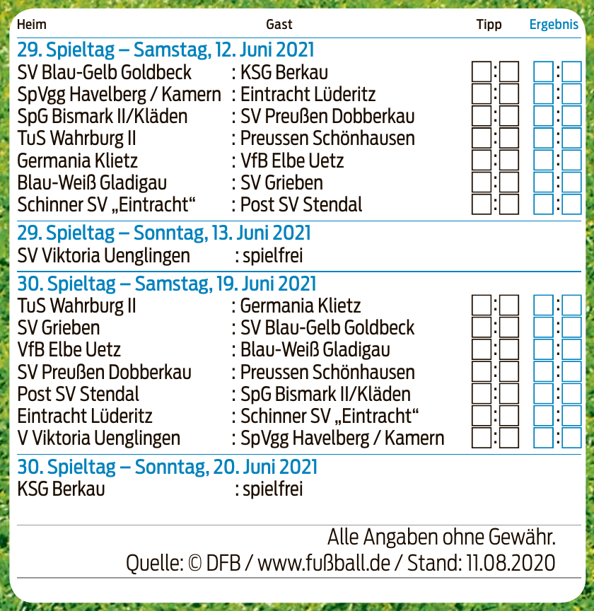 Spielplan der Kreisoberliga Altmark Ost 2020/21-8