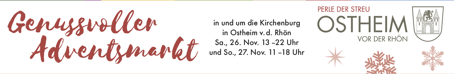 Genussvoller Adventsmarkt in und um die Kirchenburg in Ostheim v.d. Rhön Sa., 26. Nov. 13 -22 Uhr und So., 27. Nov. 11-18 Uhr