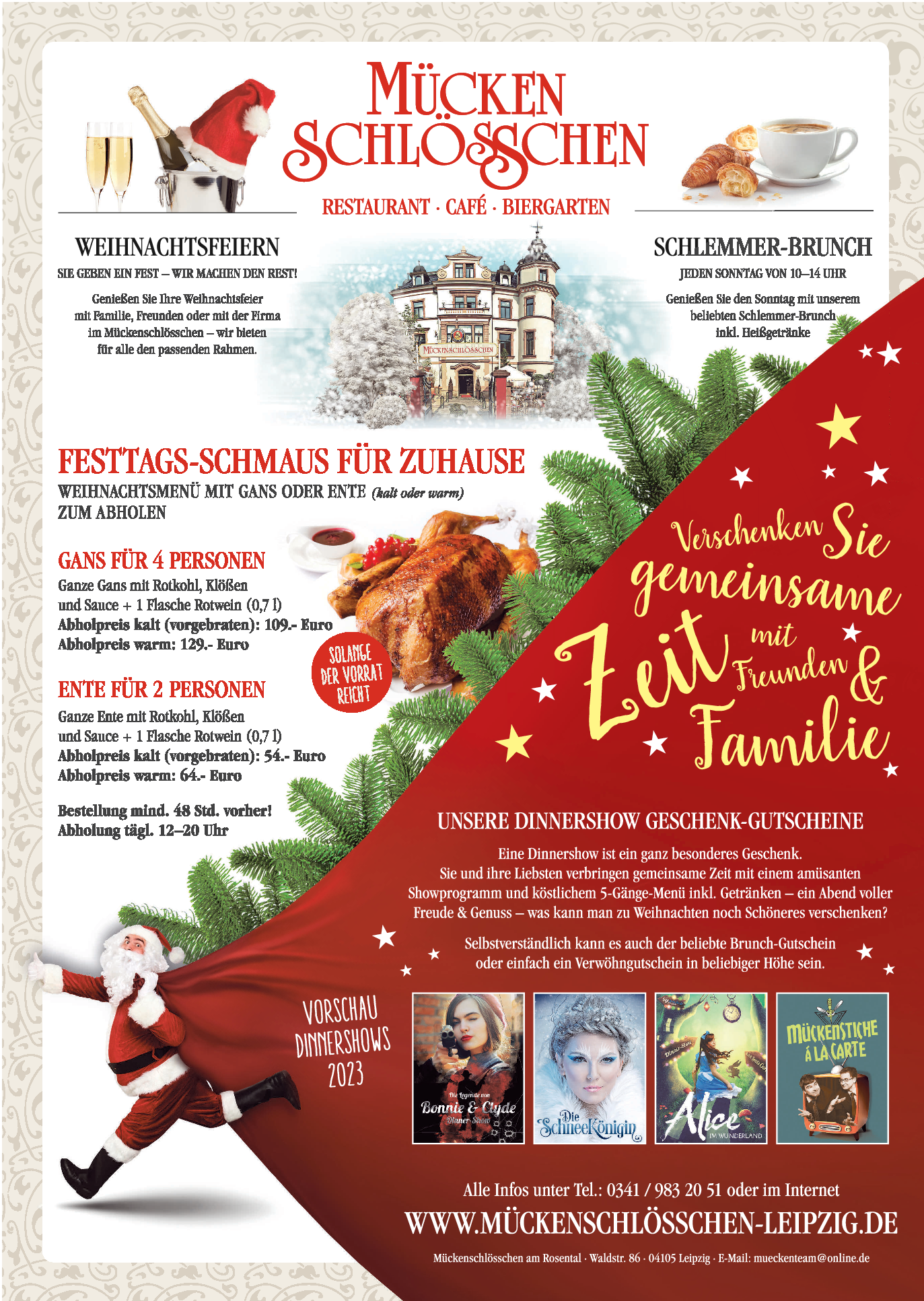 Mückenschlösschen Leipzig Dinnershows/SonntagsBrunch Leipziger
