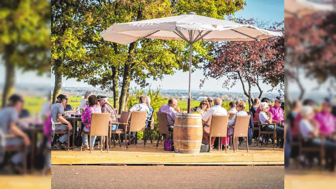 Einen wunderschönen Panoramablick haben die Gäste der Weinbar Unique. Bild: Weinland Königsbach-Neustadt