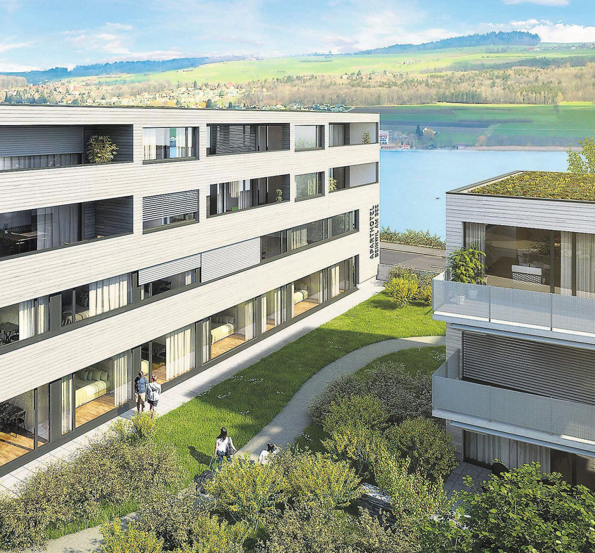 Gesamtüberbauung Widenmatt in Beinwil am See: Architektur besteht aus Eigentumswohnungen und Aparthotel 