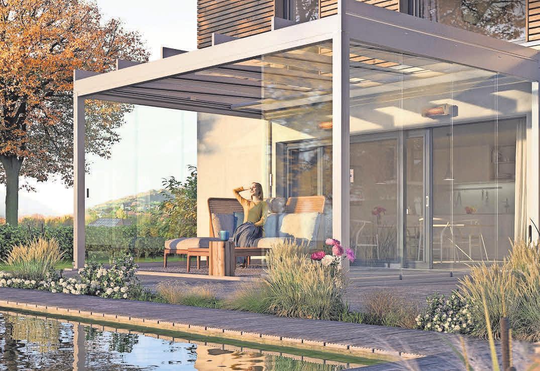 Das Glasdach „Terrazza Sempra“ überzeugt mit geradlinigen Design und lässt sich auf jeder Terrasse und jedem Balkon anbringen. Foto: Weinor