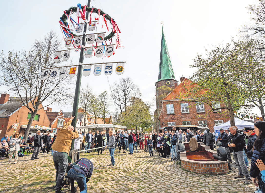 Bereits zum 20. Mal werden die Mitglieder der TDHG mit vereinten Kräften den Maibaum auf dem alten Marktplatz vor der St.-Lorenz-Kirche aufrichten. Foto: Anja Hötzsch